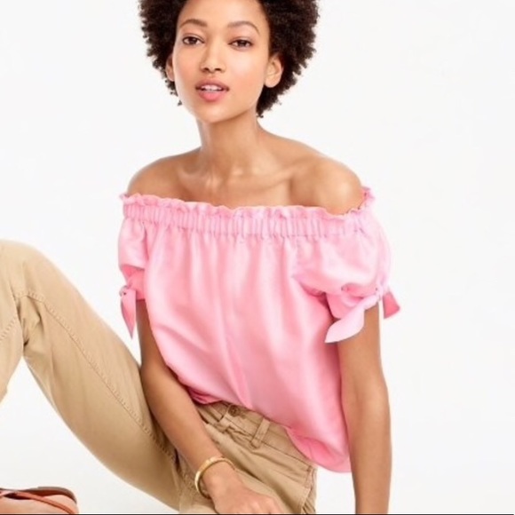 J. Crew Tops - J.crew off the shoulder in silk  shantung size 6